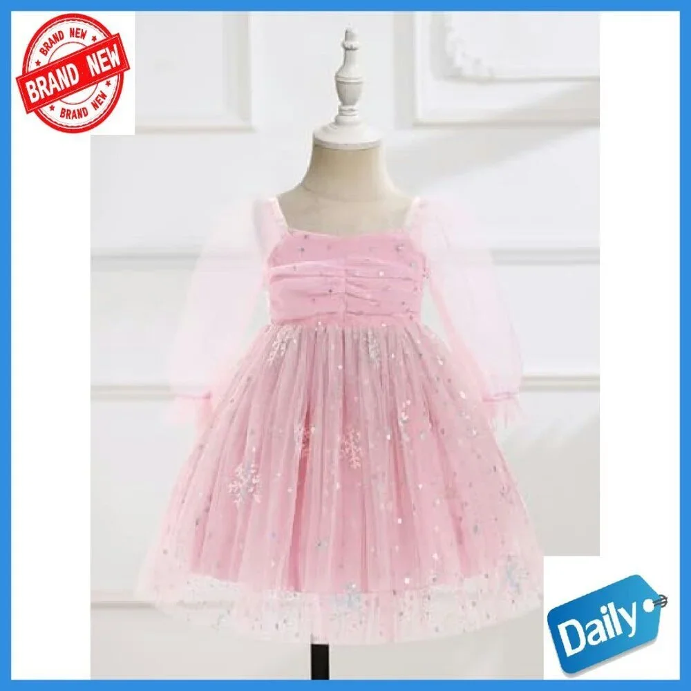 Toddler Girl Formal Tulle Dress Long Sleeve Birthday Party Photo Shoot